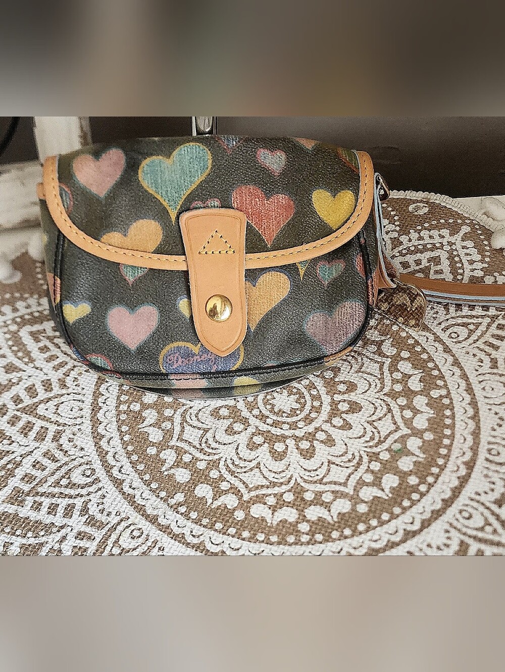 Dooney And Bourke Vintage Heart Logo And Charm Wristlet Y2k